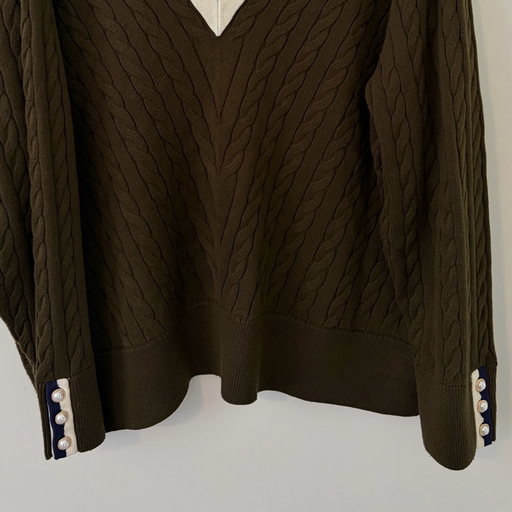 Talbots Chevron Cable Knit V-neck Sweater Size 3X - Picture 4 of 11